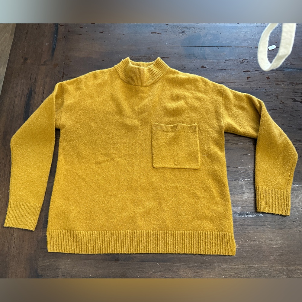 Madewell Redmond Mockneck Pocket Sweater in antique gold wool blend